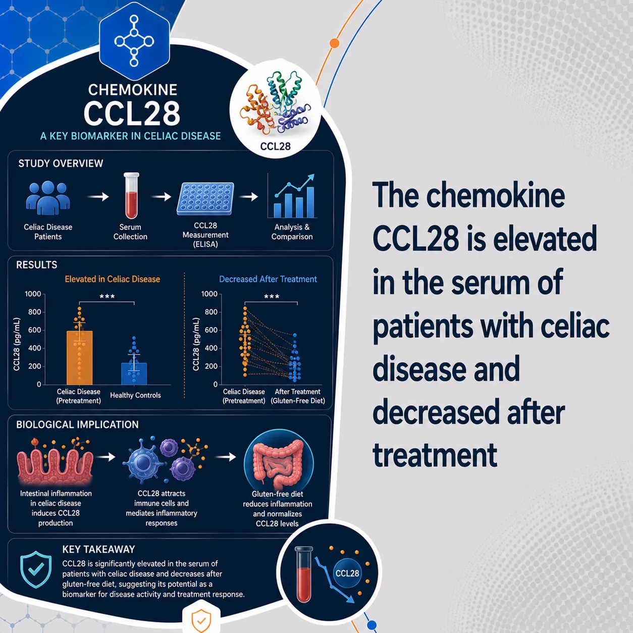 The chemokine CCL28 is elevated in the serum of patients
